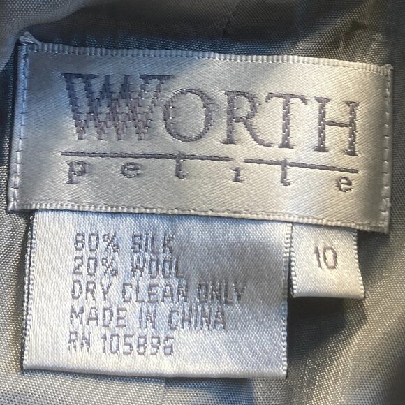 Worth SZ10 Silk Wool blend boxy tailored 4 button classic gray blazer jacket - Picture 10 of 10